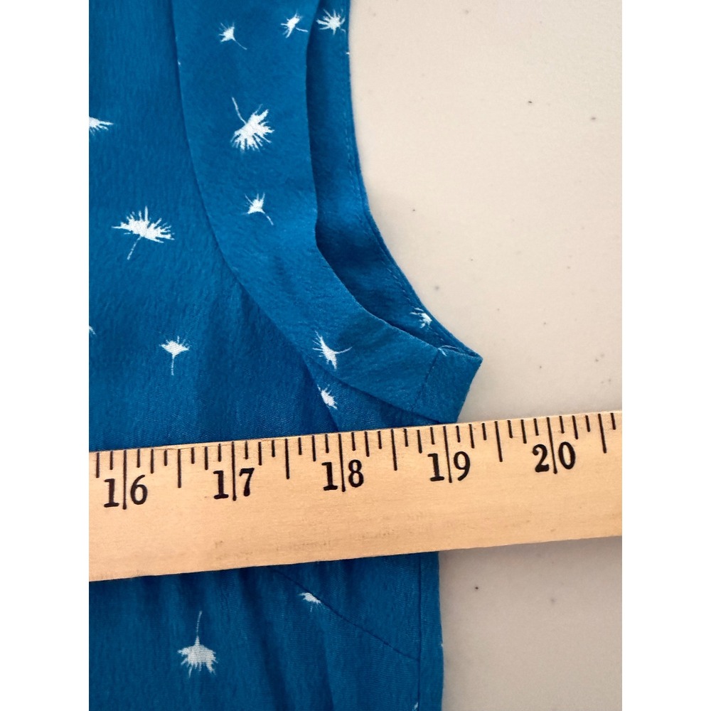 Daniel Rainn Teal Blue Dandelion Print Crochet Lace Cap Sleeve Blouse DP15490RY3 - Picture 5 of 9